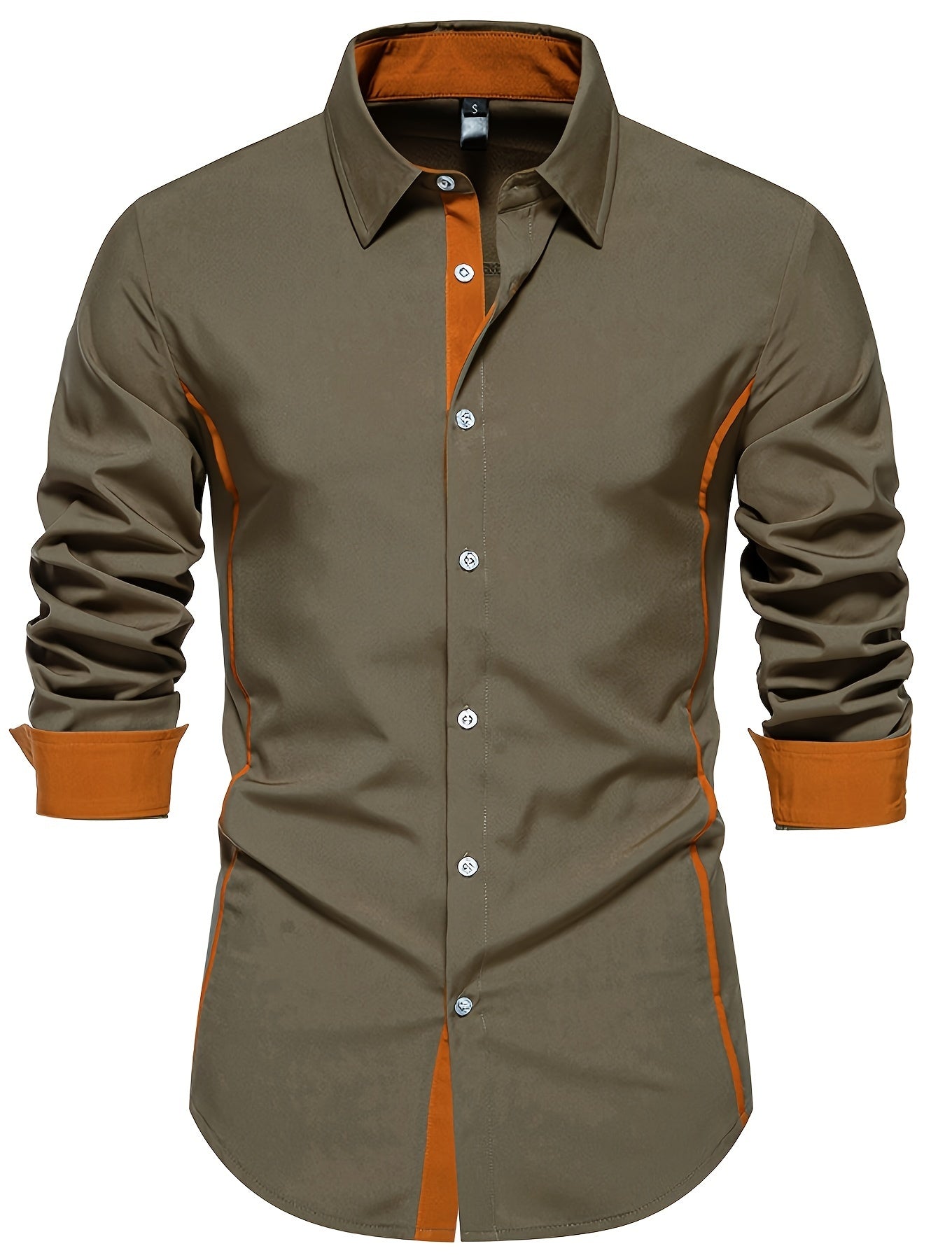 Herren Slim Fit Freizeithemd mit Kontrastdetails – Modernes Business & Casual Hemd, Langarm