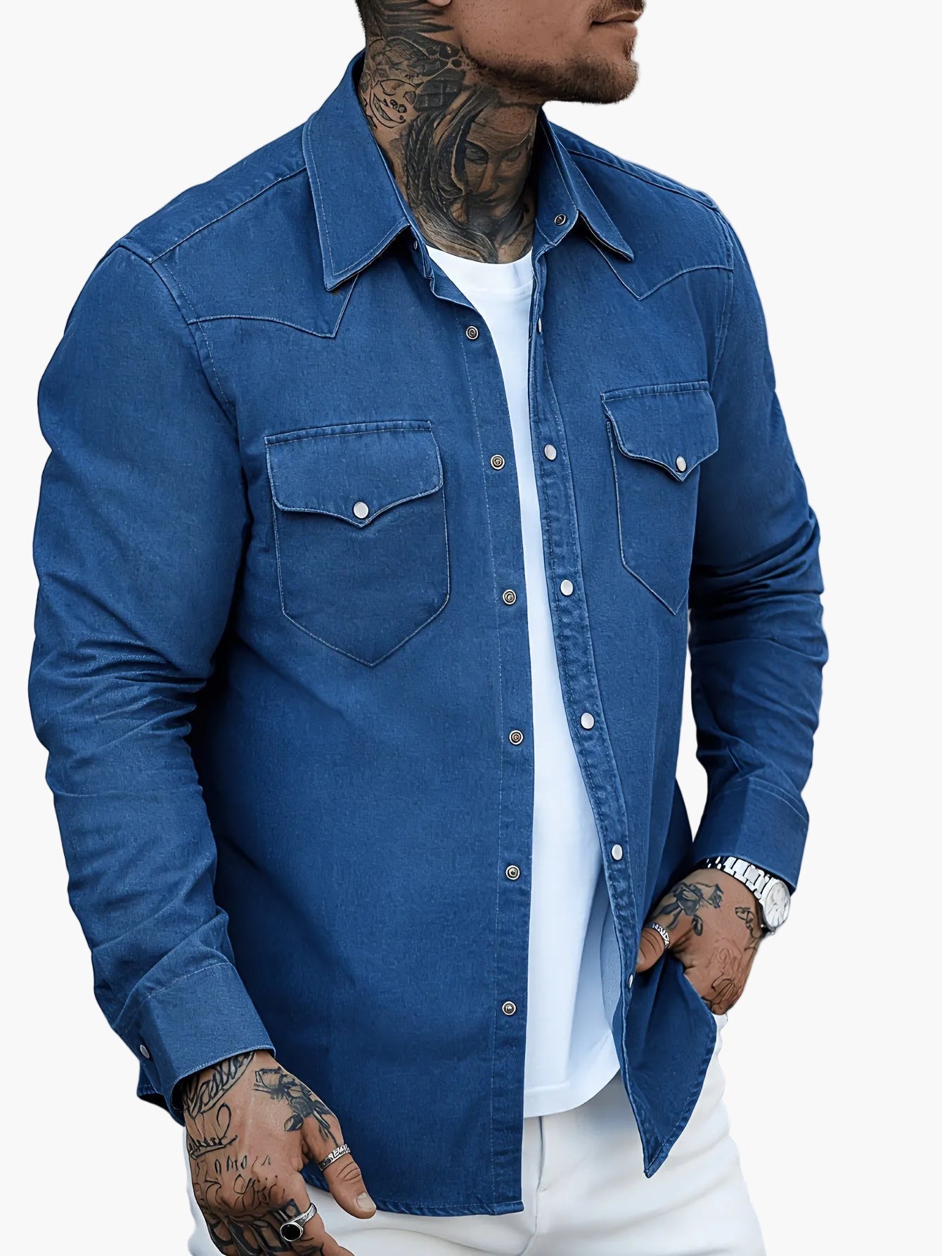 Herren Denim Hemd im Casual Western Stil – Perfekt für Freizeit und Alltag