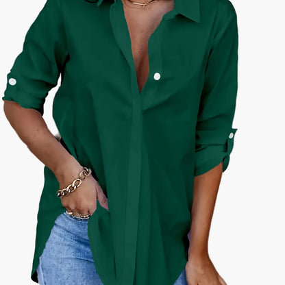 Damen Langarm Oversize Bluse – Lässige Hemdbluse für Alltag, Büro & Freizeit