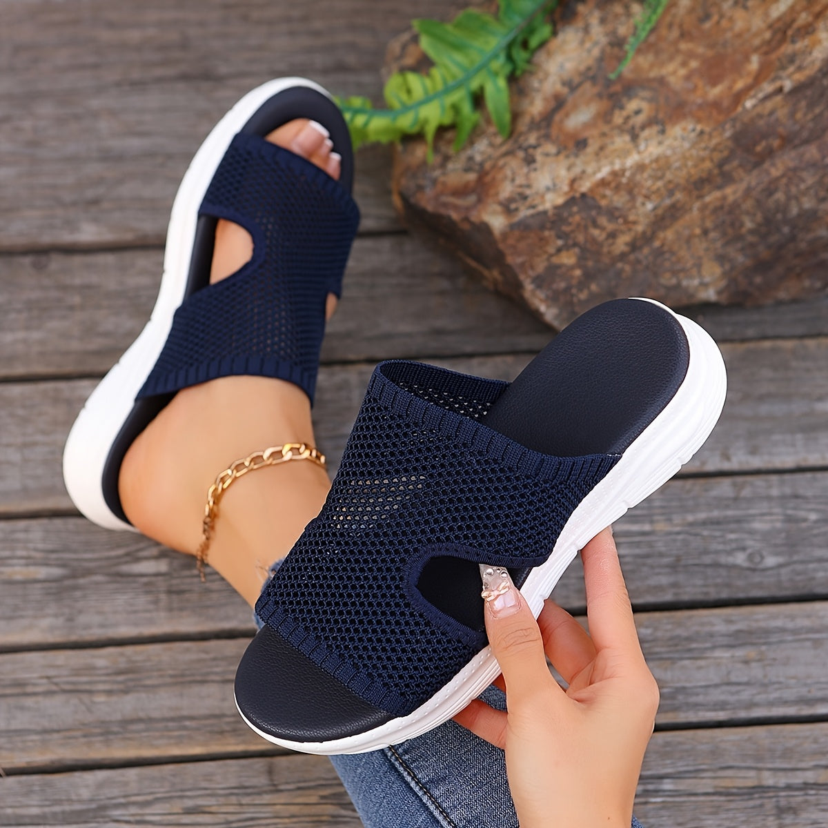 Damen Komfort Slip-On Sportsandalen für Freizeit und Alltag