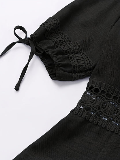 Damen Elegant Volantkleid mit Spitze und V-Ausschnitt – Perfekt für Alltag und Urlaub