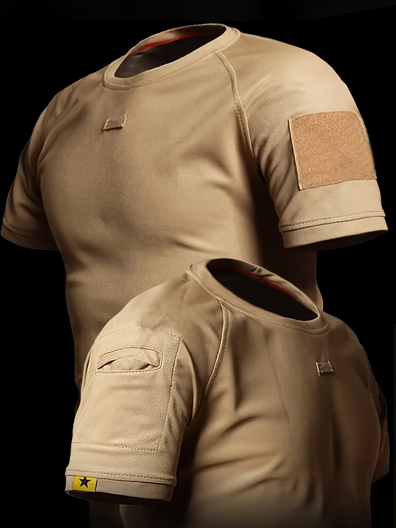 Herren Taktisches Kurzarmshirt mit Schultertaschen und Patch-Flächen – Outdoor & Einsatz