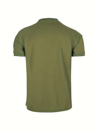 Herren Taktisches Kurzarmshirt mit Schultertaschen und Patch-Flächen – Outdoor & Einsatz