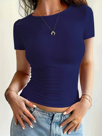 Damen Kurzarm Slim Fit Basic Shirt – Modisches Freizeit Top