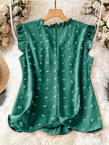 Damen Bluse Elegant mit Rüschen und Kurzarm – Perfekt für Freizeit und Büro