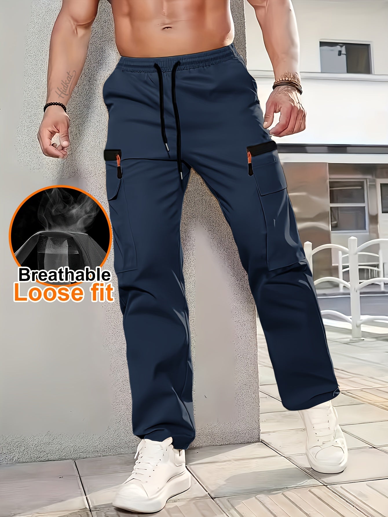 Herren Cargo Hose Locker Schnitt Atmungsaktiv Freizeit Urban Style