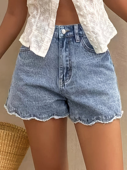 Damen Jeansshorts mit Wellensaum – Sommer, Casual, Modisch