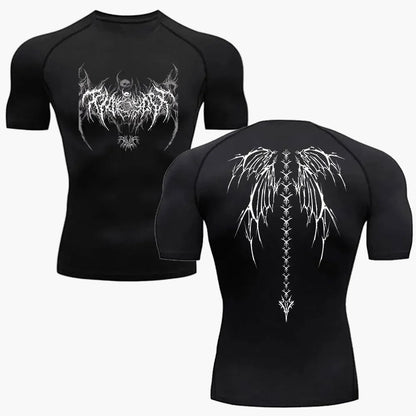 Herren Kompressionsshirt mit Metal-Design – Sport & Freizeit T-Shirt, eng anliegend, Gothic Style