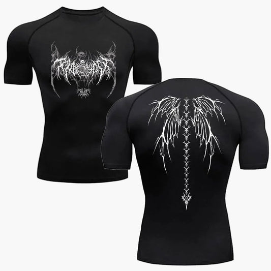 Herren Kompressionsshirt mit Metal-Design – Sport & Freizeit T-Shirt, eng anliegend, Gothic Style