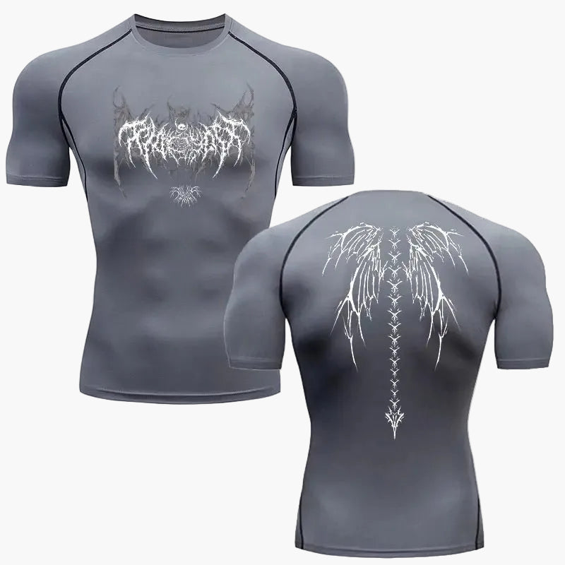 Herren Kompressionsshirt mit Metal-Design – Sport & Freizeit T-Shirt, eng anliegend, Gothic Style