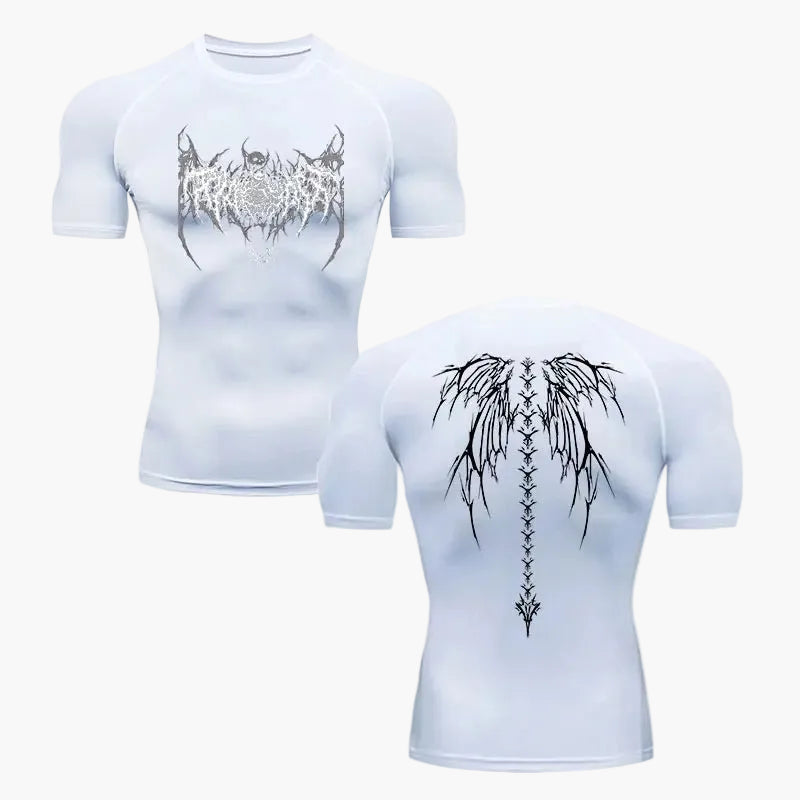 Herren Kompressionsshirt mit Metal-Design – Sport & Freizeit T-Shirt, eng anliegend, Gothic Style