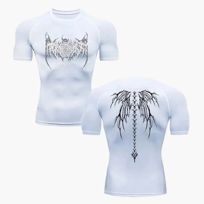 Herren Kompressionsshirt mit Metal-Design – Sport & Freizeit T-Shirt, eng anliegend, Gothic Style