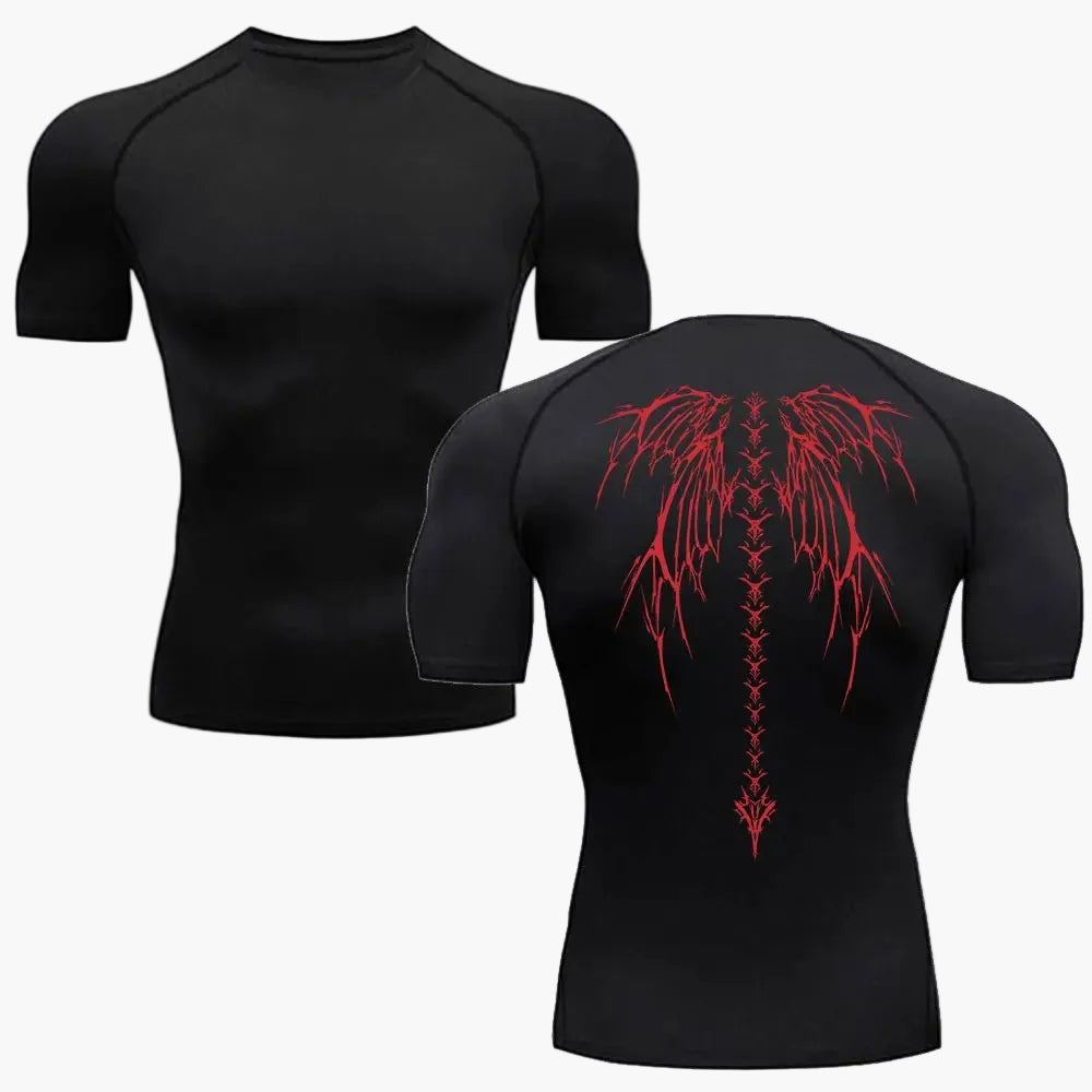 Herren Kompressionsshirt mit Metal-Design – Sport & Freizeit T-Shirt, eng anliegend, Gothic Style