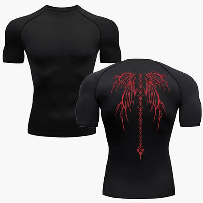Herren Kompressionsshirt mit Metal-Design – Sport & Freizeit T-Shirt, eng anliegend, Gothic Style