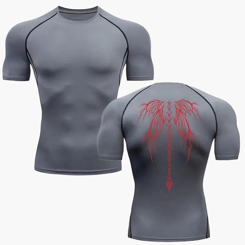 Herren Kompressionsshirt mit Metal-Design – Sport & Freizeit T-Shirt, eng anliegend, Gothic Style