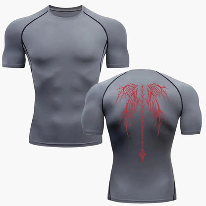 Herren Kompressionsshirt mit Metal-Design – Sport & Freizeit T-Shirt, eng anliegend, Gothic Style
