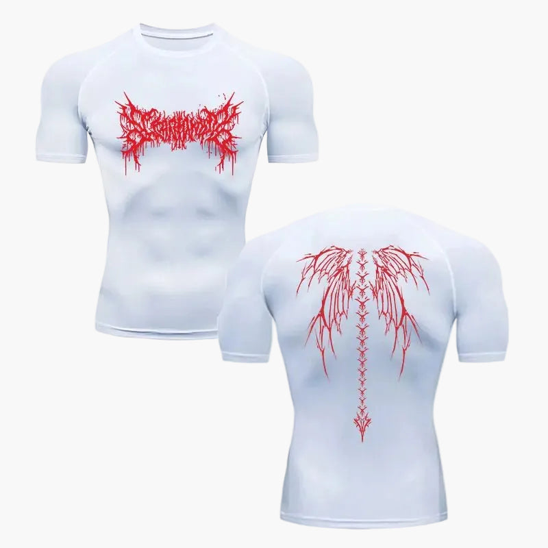 Herren Kompressionsshirt mit Metal-Design – Sport & Freizeit T-Shirt, eng anliegend, Gothic Style