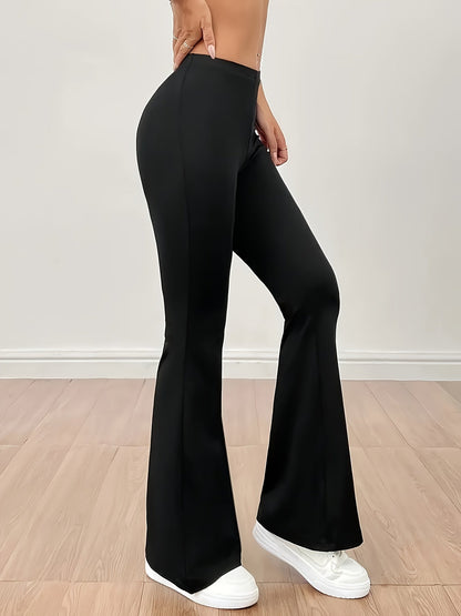 Damen High Stretch Schlaghose – Figurformende Bootcut Freizeithose