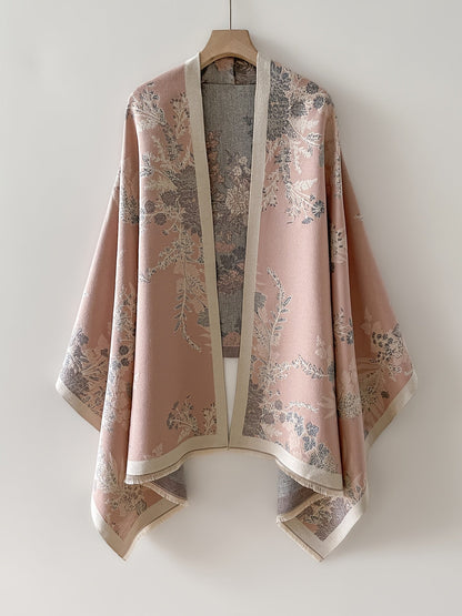 Damen Kimono Cardigan mit floralem Vintage-Muster – Elegante offene Umhangjacke für Freizeit und besondere Anlässe