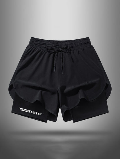 Herren Laufshorts 2-in-1 Sport Trainingsshorts mit Innenhose für Fitness und Jogging
