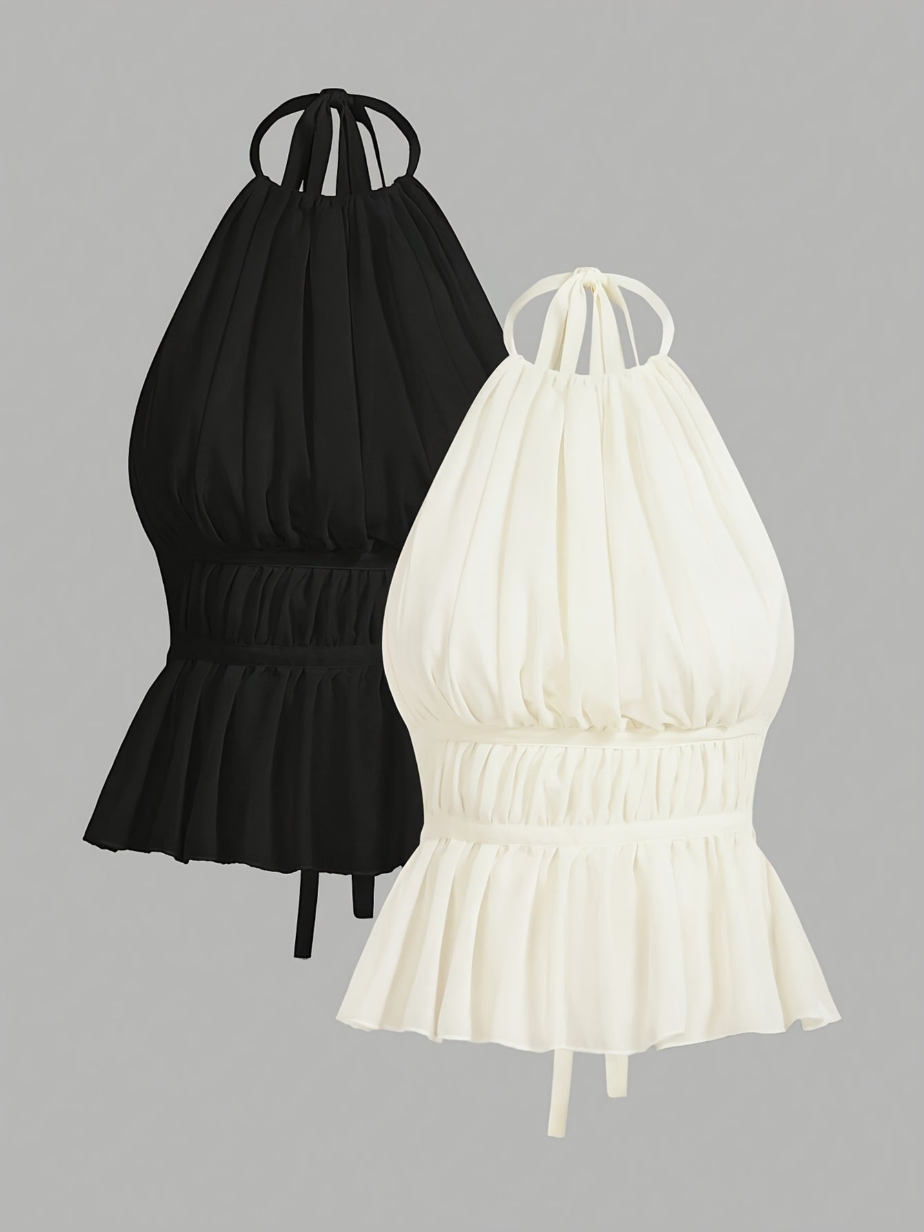 Damen Haltertop mit Raffung und Schößchen – Elegantes, feminines Oberteil für Alltag und besondere Anlässe