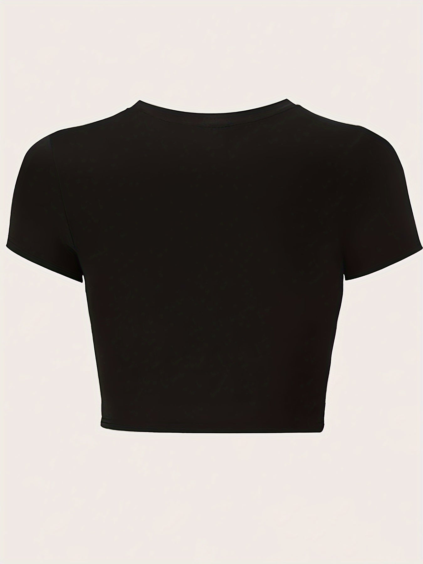 Damen Crop Top T-Shirt mit Statement Print und Schleifen-Design – Modisches Freizeitshirt für Alltag und Streetstyle