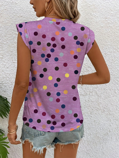 Damen Polka Dot Ärmelloses Oberteil Modern Freizeit
