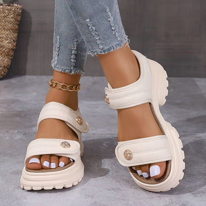 Damen Plateausandalen mit Klettverschluss – Modische Sommer-Sandalen für Alltag und Freizeit