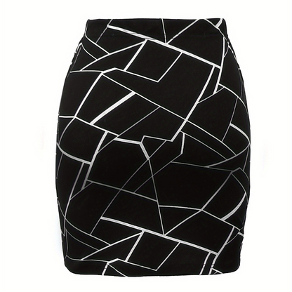 Damen Minirock mit geometrischem Muster für stilvolle Outfits und Büro-Looks