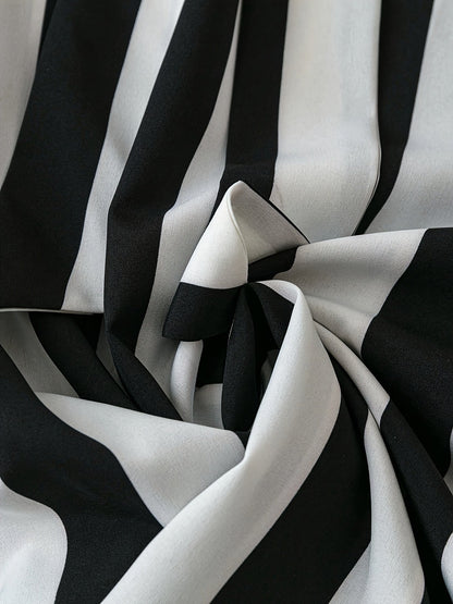 Damen Bluse Elegant mit Schleifenkragen und Streifenmuster – Büro & Alltag