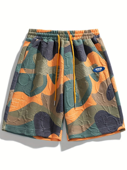 Herren Grafik-Shorts mit Camouflage und Prägung – Streetstyle Freizeitshorts