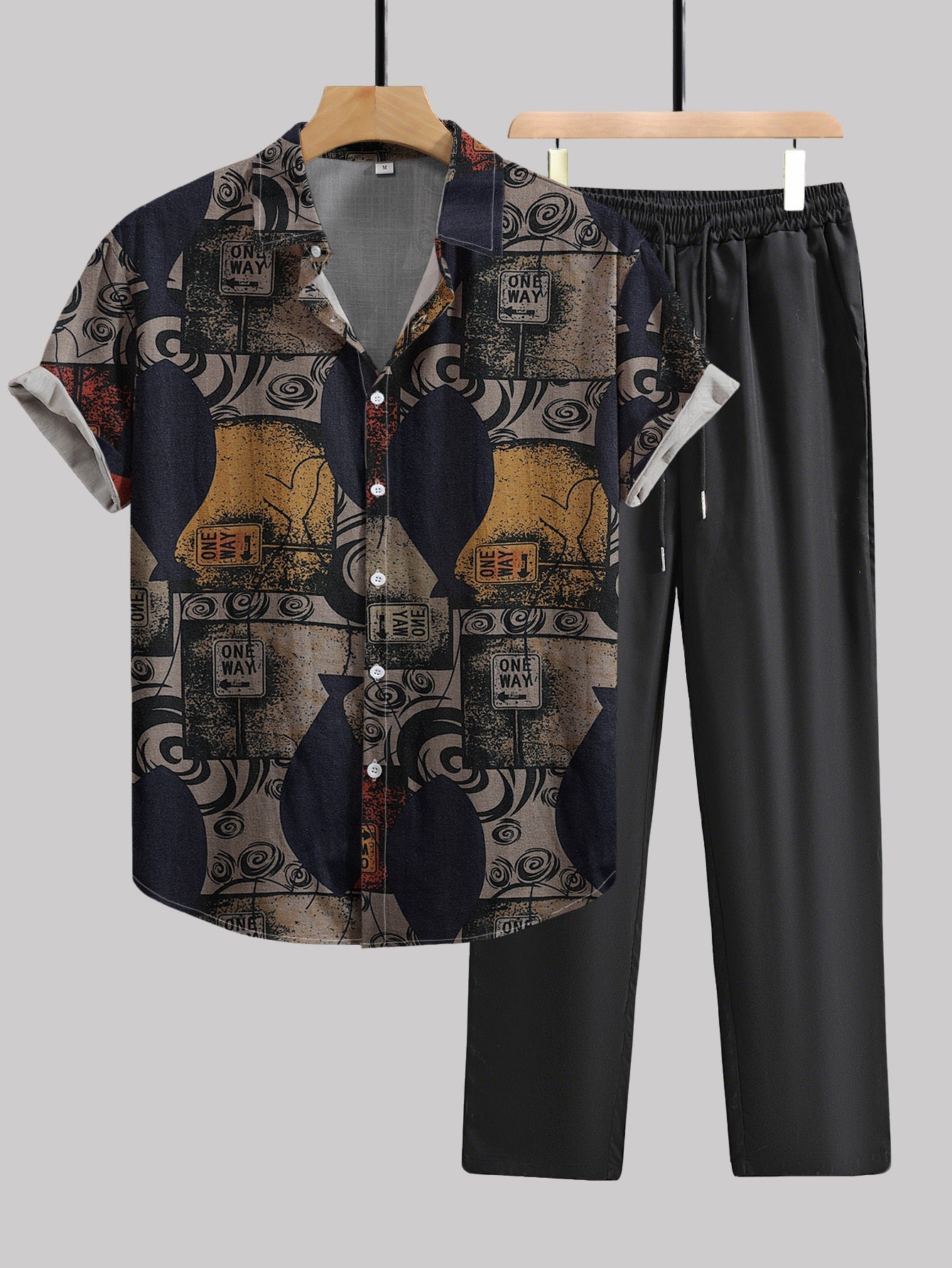 Herren Set mit Kurzarm-Hemd und Hose – Künstlerischer Style für Freizeit und Urlaub