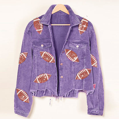 Sophia – Damen Cordjacke mit Rugby-Print