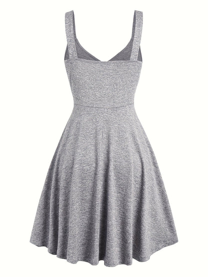 Damen Sommerkleid mit Knopfleiste und V-Ausschnitt – Elegantes Freizeitkleid mit Trägern
