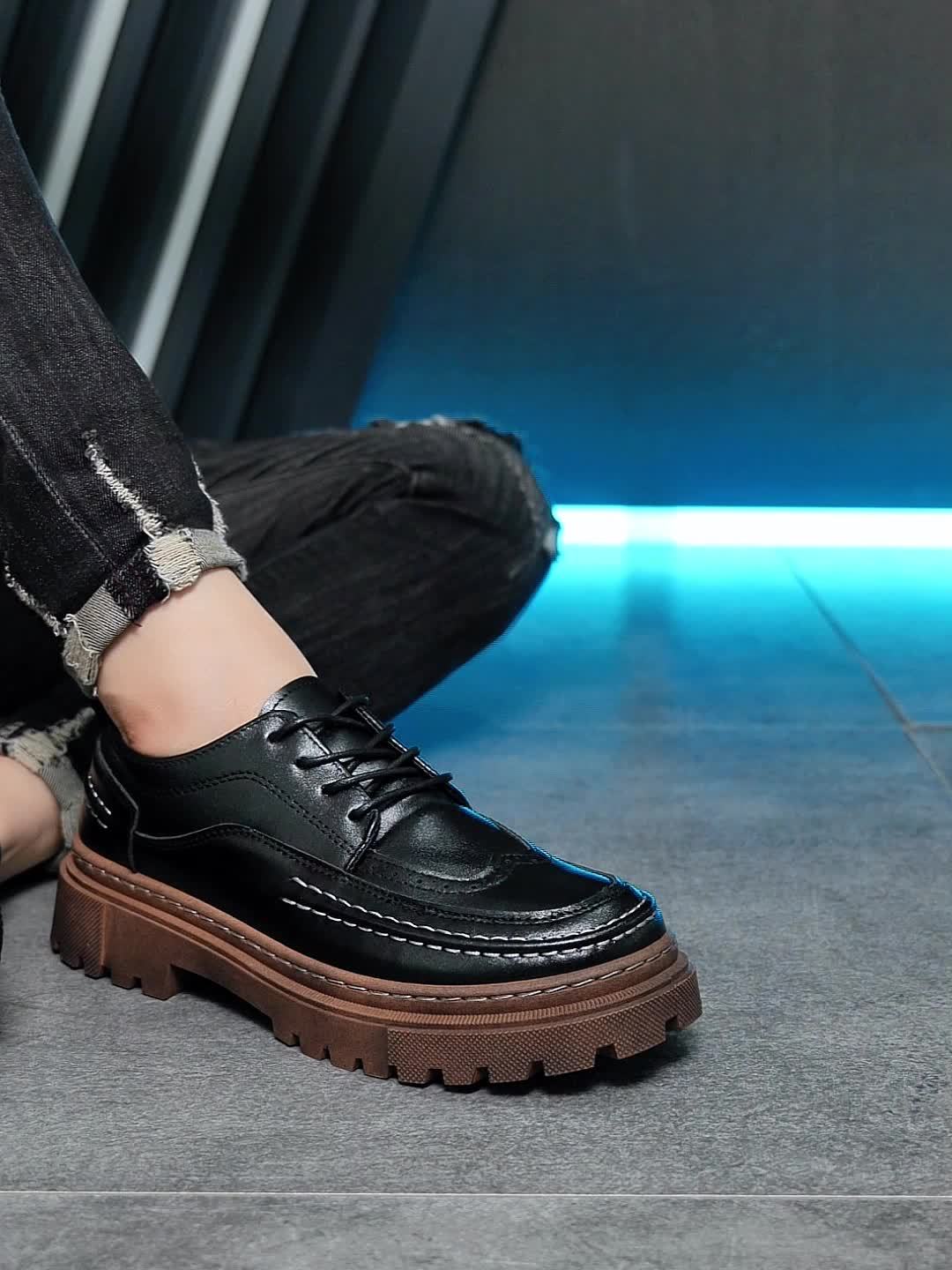 Herren Vintage Brogue Halbschuhe mit dicker Sohle – Elegante Schnürschuhe für Alltag und Anlass