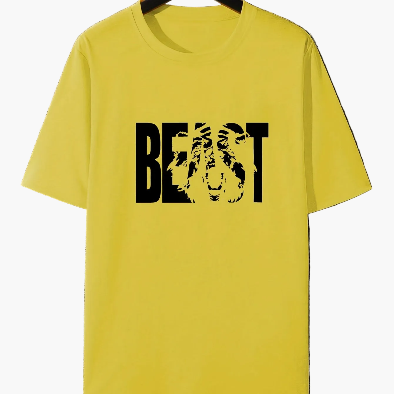 Herren T-Shirt im Oversize-Stil mit „BEAST“-Print und Löwenmotiv – Urban Streetwear für Selbstbewusste