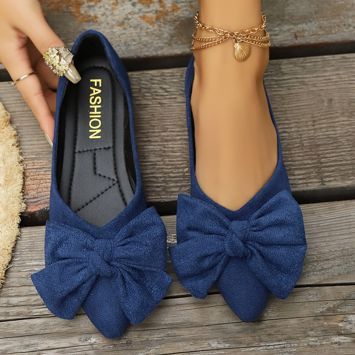 Damen Ballerinas mit Schleife und spitzer Zehenpartie – Elegante Flats für Alltag und Anlass