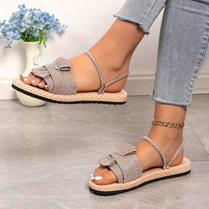 Damen Sommer Sandalen mit Schleife und Knöchelriemen – Modische Freizeitschuhe für Alltag und Urlaub