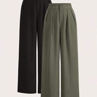 Damen Weite High-Waist Anzughose Elegant Büro & Freizeit