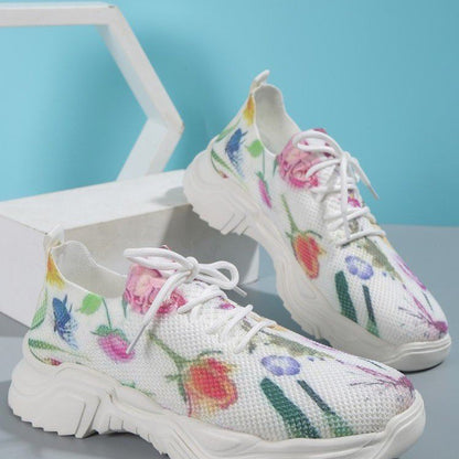Heather – Lässige Blumen Sportschuhe Damen Flachboden Übergröße