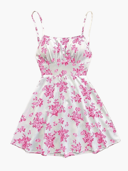 Damen Sommerkleid Elegant mit Blumenmuster und Spaghettiträgern – Perfekt für Freizeit und besondere Anlässe