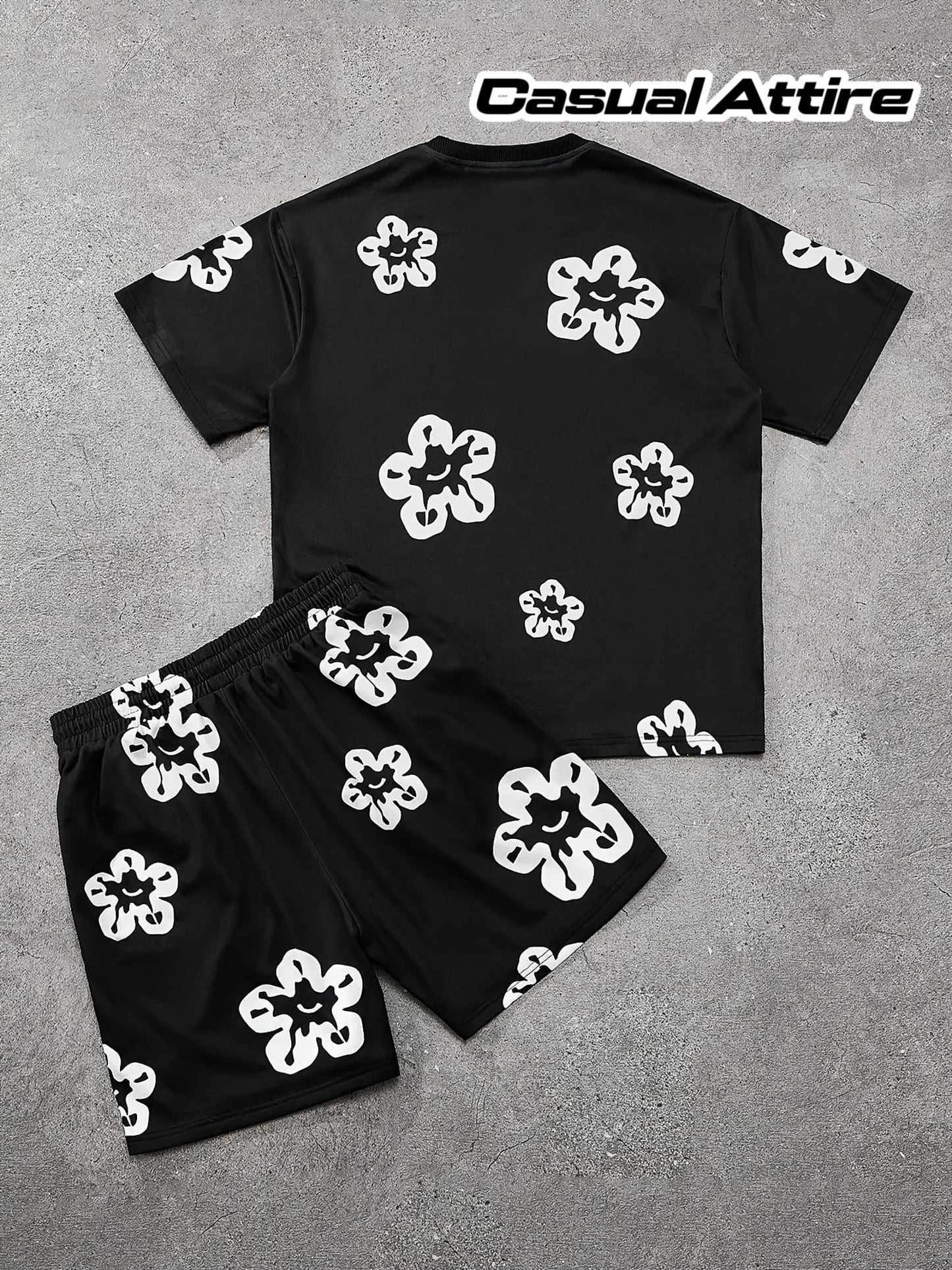 Herren Freizeit-Set mit Blumenmuster – Lässiges T-Shirt und Shorts, Modernes Lounge-Outfit