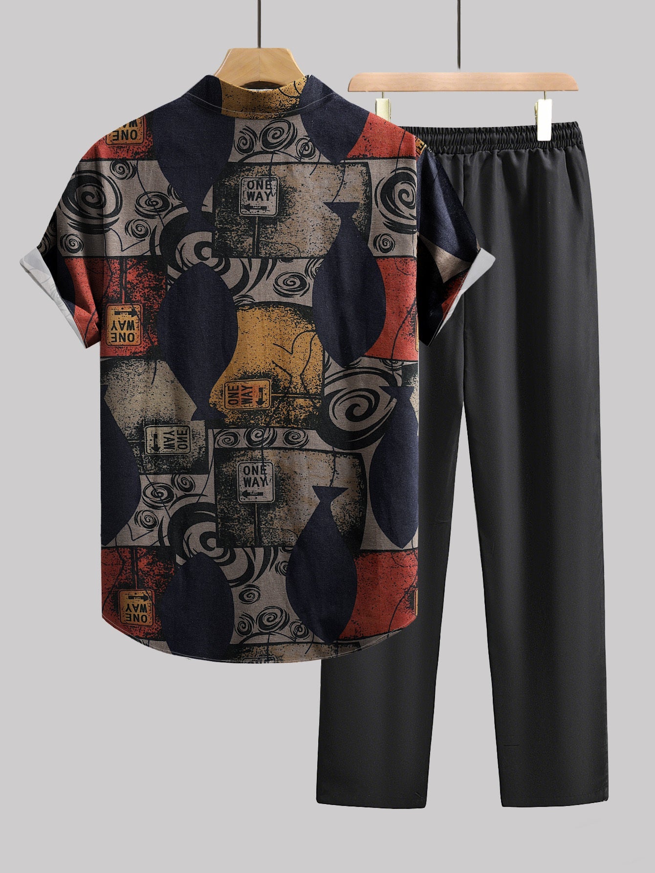 Herren Set mit Kurzarm-Hemd und Hose – Künstlerischer Style für Freizeit und Urlaub