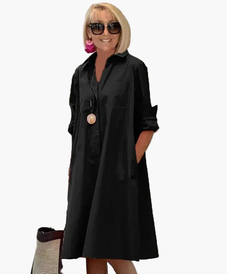 Damen Hemdblusenkleid Elegant Freizeitmode – Lockerer Schnitt, Modischer Stil, Perfekt für Alltag und Urlaub