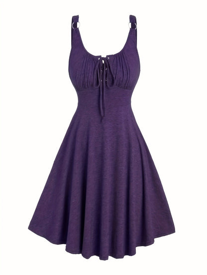 Damen Skaterkleid im Freizeitstil mit Schnürung und Schwingrock – Ideal für Alltag und Sommer