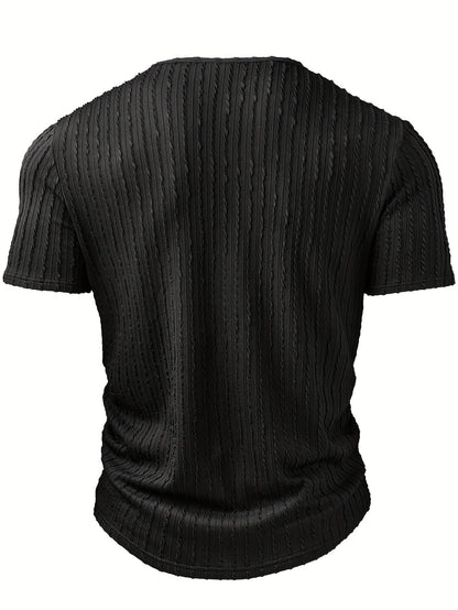 Herren Sommer Henley T-Shirt Modern Kurzarm Casual Freizeitshirt mit Knopfleiste