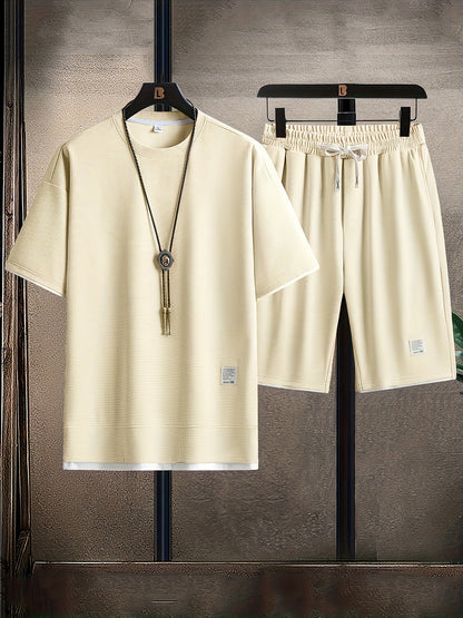 Herren Sommer Freizeitset – Sportlicher Kurzarm-Anzug mit Shorts für Alltag & Freizeit