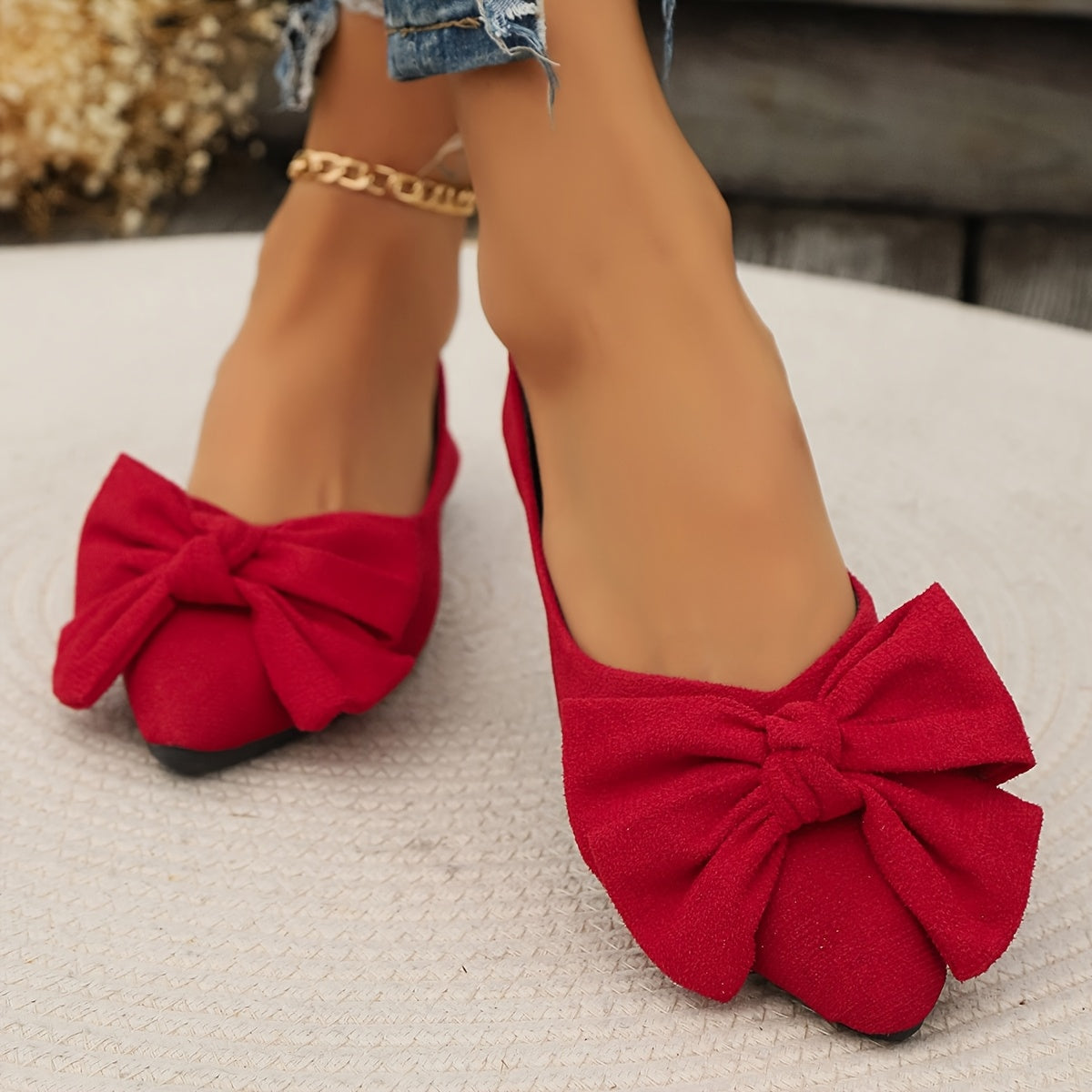 Damen Ballerinas mit Schleife und spitzer Zehenpartie – Elegante Flats für Alltag und Anlass