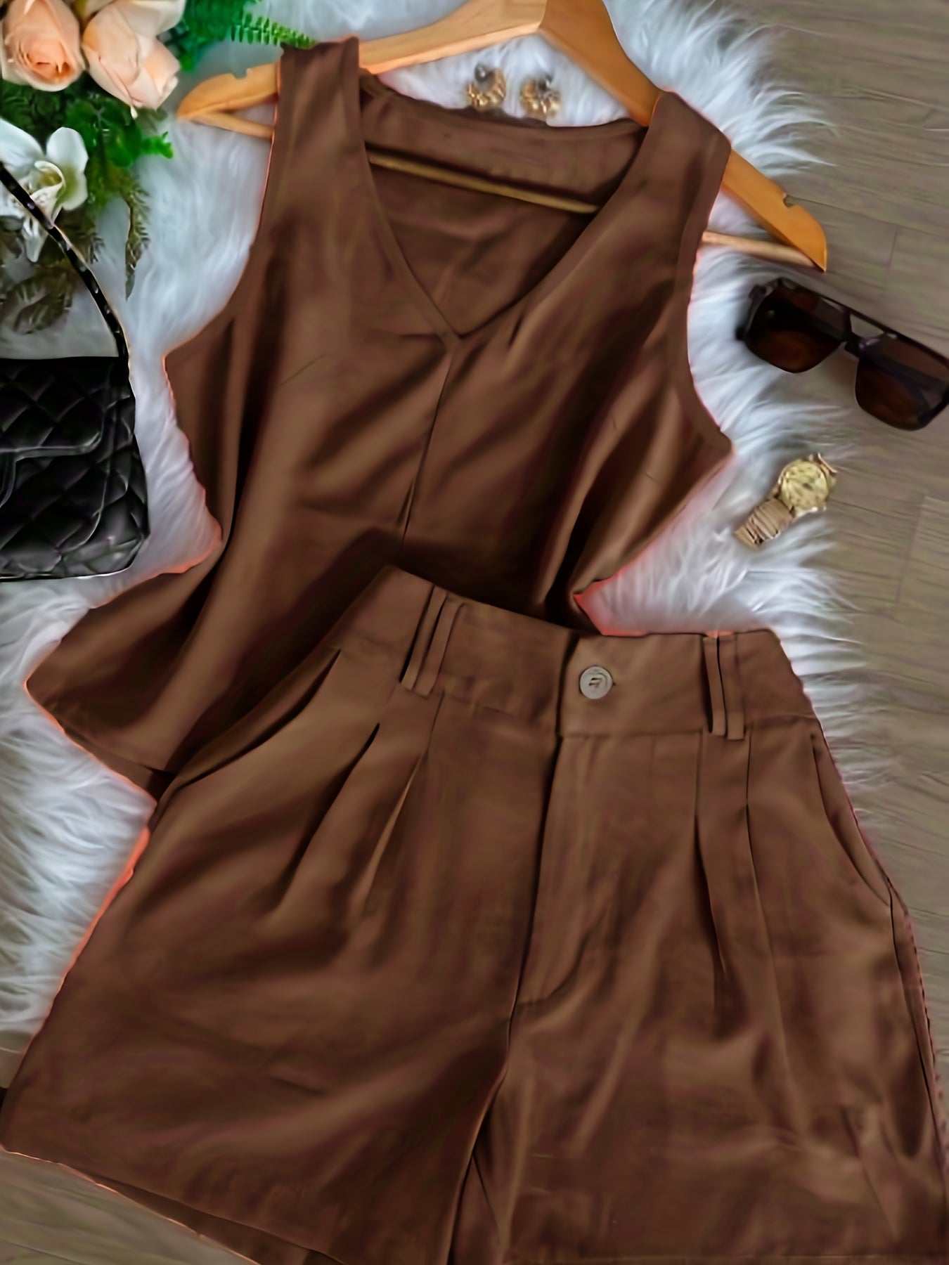 Damen Sommer Set – Elegantes ärmelloses Top und High-Waist Shorts, Casual Chic für Alltag & Urlaub