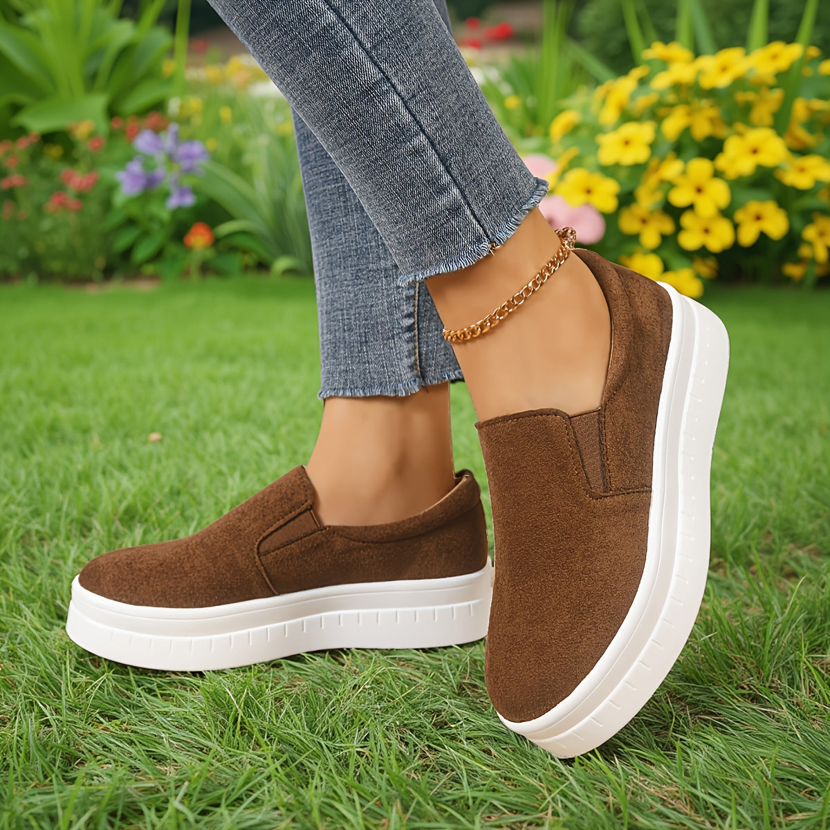 Damen Slip-On Plateau Loafer – Bequeme Freizeitschuhe für den Alltag